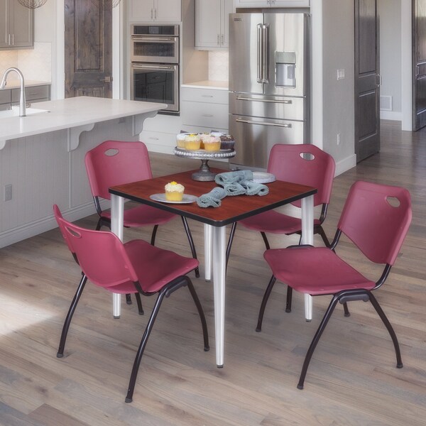 Regency Kahlo Square Table & Chair Sets, 30 W, 30 L, 29 H, Wood, Metal, Plastic Top, Cherry TPL3030CHCM47BY - main